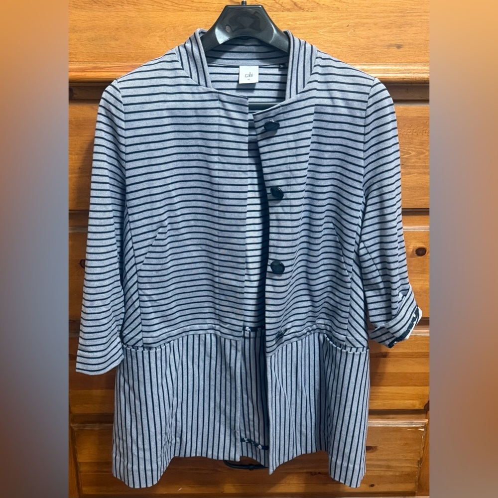 CAbi Black and White Striped Blazer